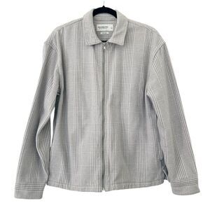 Abercrombie & fitch soft AF plaid full zip jacket gray plaid cotton relaxed L
